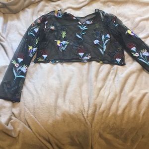 Sheer/Embroidered Crop Top